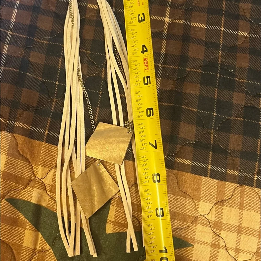 NWT No Boundaries Cream Long Leather Tassel Earrings Nickel & Lead Safe